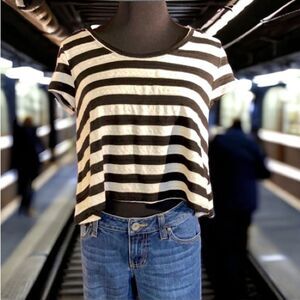 Black and White Striped Cropped Tee from Hem & Thread, Size Small